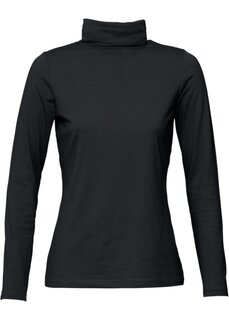 Эластичная рубашка с высоким воротником и длинными рукавами Bpc Bonprix Collection, черный