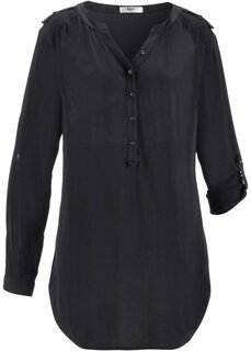 Блуза-туника с v-образным вырезом и длинными рукавами Bpc Bonprix Collection, черный