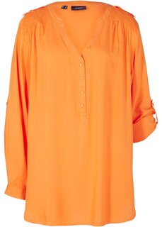 Блуза-туника с v-образным вырезом и длинными рукавами Bpc Bonprix Collection, оранжевый