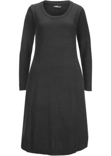 Трикотажное платье длиной до колена расклешенного кроя Bpc Bonprix Collection, черный