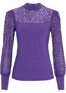 Рубашка с прозрачными рукавами в модном анималистическом дизайне Bpc Selection, фиолетовый
