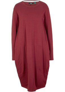 Платье-рубашка из хлопка длиной до колена о-образной формы с карманами и длинными рукавами Bpc Bonprix Collection, красный