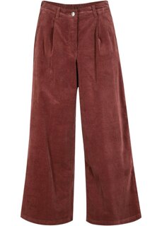 Широкие брюки-кюлоты из эластичного шнура с удобным поясом с завышенной талией длина 7/8 Bpc Bonprix Collection, коричневый