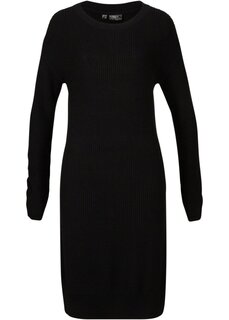 Платье оверсайз в рубчик с разрезом Bpc Bonprix Collection, черный