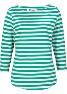 Рубашка 3/4 с вырезом-лодочкой Bpc Bonprix Collection, зеленый