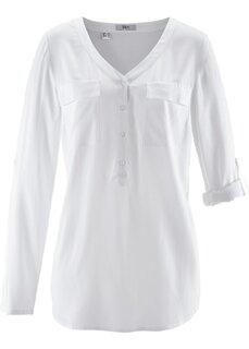 Блуза с v-образным вырезом и длинными рукавами Bpc Bonprix Collection, белый