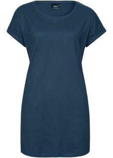Свободная длинная рубашка с короткими рукавами Bpc Bonprix Collection, синий