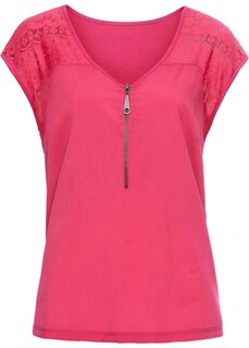 Рубашка с кружевной вставкой Bodyflirt, розовый
