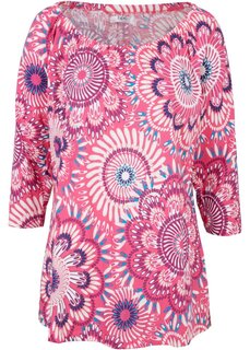 Хлопковая рубашка с рукавами 3/4 Bpc Bonprix Collection, розовый