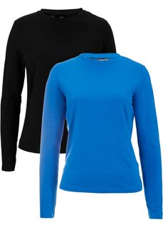 Рубашка с высоким воротником и длинными рукавами (2 шт) Bpc Bonprix Collection, синий