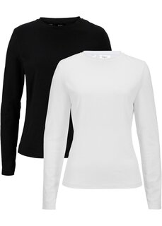 Рубашка с высоким воротником и длинными рукавами (2 шт) Bpc Bonprix Collection, белый
