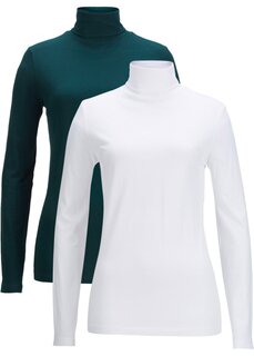 Рубашка с длинными рукавами и водолазкой (2 шт в упаковке) Bpc Bonprix Collection, зеленый