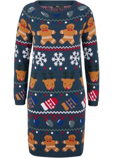 Короткое новогоднее вязаное платье-пряник Bpc Bonprix Collection, синий