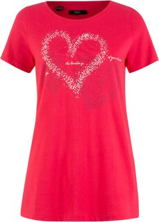 Рубашка с принтом в виде сердца из натурального хлопка короткие рукава Bpc Bonprix Collection, красный