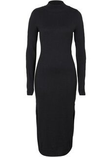 Трикотажное платье с воротником стойкой Bpc Bonprix Collection, черный