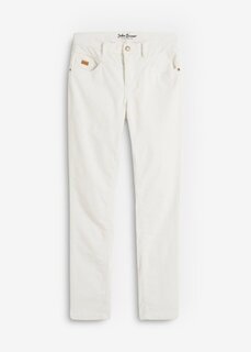 Брюки узкого кроя из эластичного вельвета с контрастной строчкой John Baner Jeanswear, белый