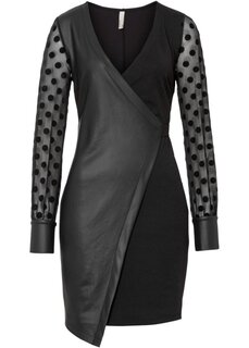 Платье из искусственной кожи и кружевными рукавами Bodyflirt Boutique, черный