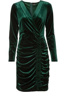 Бархатное платье с рюшами Bodyflirt, зеленый
