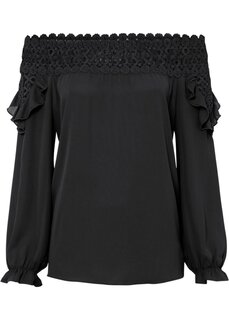 Кармен блузка с кружевом Bodyflirt, черный