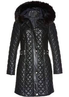 Стеганое пальто премиум-класса под кожу Bpc Selection Premium, черный