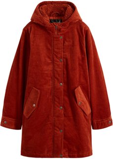 Теплая вельветовая куртка с плюшевой подкладкой и капюшоном а-силуэта Bpc Bonprix Collection, коричневый