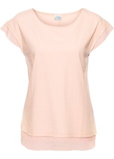 Свободная рубашка с кружевом Bodyflirt, розовый