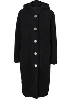 Пальто тедди с капюшоном и карманами Bpc Bonprix Collection, черный
