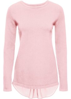 Пуловер с блузочной вставкой Bodyflirt, розовый