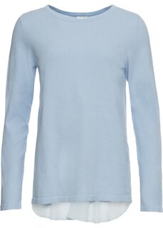 Пуловер с блузочной вставкой Bodyflirt, синий