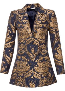 Короткое пальто золотого жаккарда в коротких размерах Bodyflirt Boutique, синий