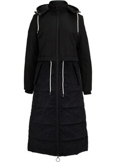 Длинное зимнее пальто из вельвета и кулиски Bpc Bonprix Collection, черный