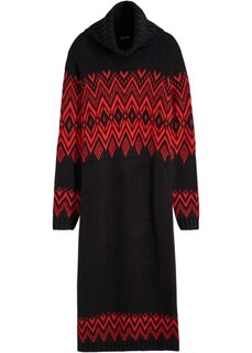 Трикотажное платье миди с норвежским узором Bpc Bonprix Collection, черный