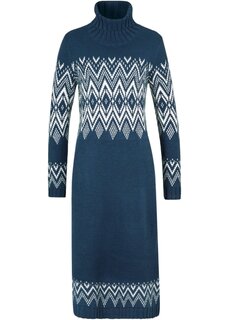 Трикотажное платье миди с норвежским узором Bpc Bonprix Collection, синий