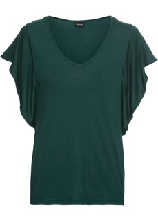 Рубашка с воланами на рукавах Bodyflirt, зеленый