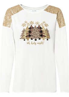 Рубашка оверсайз с рождественским мотивом и красивыми пайетками Bodyflirt Boutique, белый