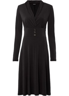 Платье из джерси с пуговицами Bodyflirt, черный