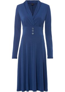 Платье из джерси с пуговицами Bodyflirt, синий