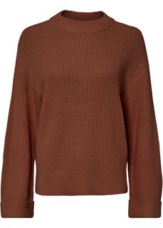 Ребристый свитер с широкими рукавами Bodyflirt, бордовый