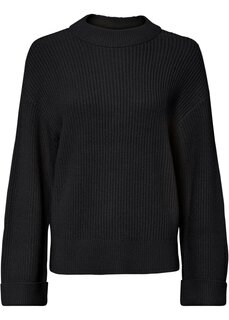Ребристый свитер с широкими рукавами Bodyflirt, черный