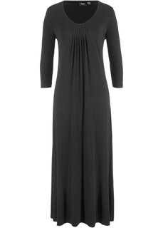 Вискозное платье-макси легкого а-силуэта с рукавами 3/4 Bpc Bonprix Collection, черный