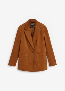 Вельветовый пиджак с накладными карманами из натурального хлопка Bpc Bonprix Collection, коричневый