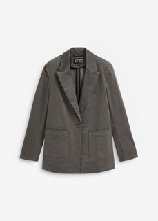 Вельветовый пиджак с накладными карманами из натурального хлопка Bpc Bonprix Collection, серый