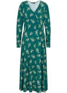Платье макси с принтом и длинными рукавами Bpc Bonprix Collection, зеленый