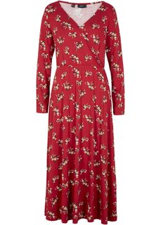 Платье макси с принтом и длинными рукавами Bpc Bonprix Collection, красный