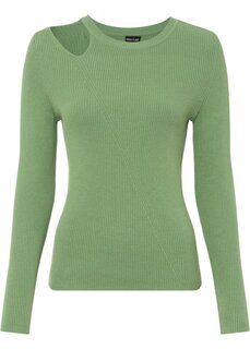 Пуловер с вырезом Bodyflirt, зеленый