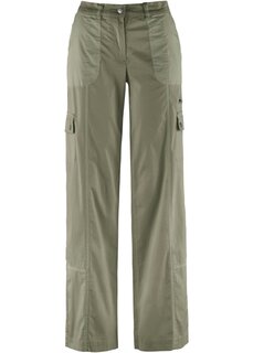 Хлопковые брюки-карго с удобным поясом свободного кроя Bpc Bonprix Collection, зеленый