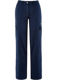 Хлопковые брюки-карго с удобным поясом свободного кроя Bpc Bonprix Collection, синий