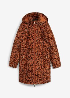 Стеганое пальто с леопардовым бархатным принтом Bpc Selection, коричневый