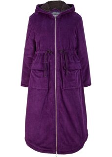Широкое вельветовое пальто с флисовым капюшоном тедди кулиской и большими карманами Bpc Bonprix Collection, фиолетовый