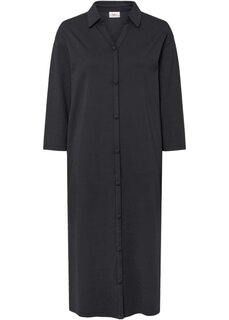 Платье-рубашка-блузка длины миди из хлопка Bpc Bonprix Collection, черный
